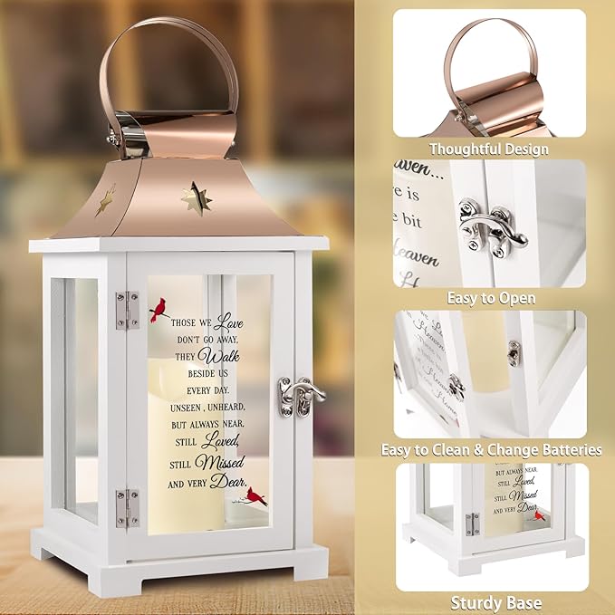 Memorial Lantern, Sympathy Gifts for Loss of Mom/Dad/Loved One, Bereavement Gifts, in Memory of Loved One Lantern,Celebration of Life, Memorial Gifts, Funeral Lantern,Those WE Love Don't GO Away