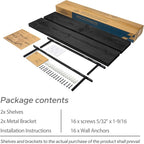 BGMG Wood Floating Shelves for Wall 30 inch Set of 2,Black Floating Shelves,Solid Wood Wall Mount Shelves for Bathroom Living Room Bedroom Kitchen Farmhouse -30x 6.7 x1.25 inch