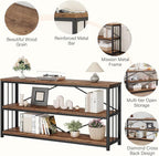 LVB Rustic Entryway Table, Industrial Extra Long Hallway Sofa Table, Wood Metal Narrow Console Table with Storage Shelf, Modern Skinny Couch Table for Foyer Living Room Bedroom, Rustic Brown, 70 Inch