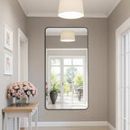 Bathroom Mirror 55" x 30", Large Rectangle Wall Mirror, Black Metal Frame Wall Mounted Mirrors for Bathroom, Vanity, Bedroom, Entryway Decor(Horizontal/Vertical)