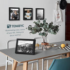 8x10 Picture Frame Set - 3 Pack, Textured Black Solid Wood, HD Tempered Glass, Gallery Photo Frame, Table or Wall Display