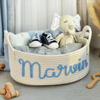 Personalized Baby Name Basket, Custom Woven Baby Shower Gift Basket with Cotton Rope Handle Baby Diaper Nursery Shelf Storage Basket Bin for Kids' Bedroom (Style 4)