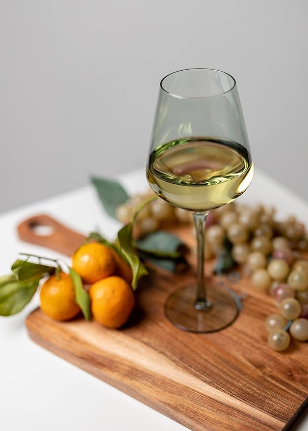 Saludi Original Light Blue Sea Wine Glasses, 16.5oz (Set of 6) Stemmed Single Color Teal Green Sea Foam Glass - Great for All Wine Types and Occasions or Gifts - Luxury, Durable, Hand-Blown