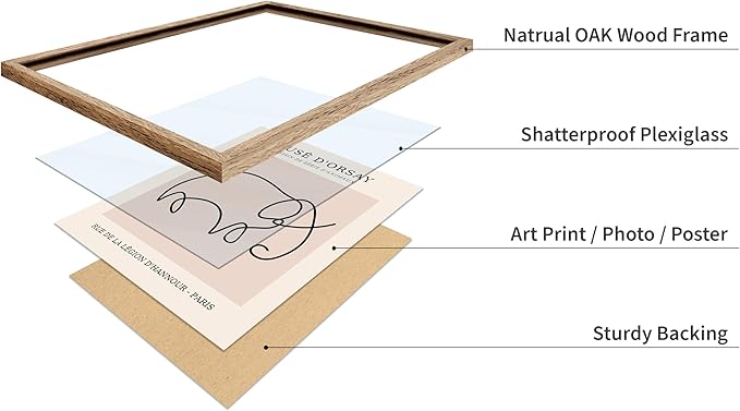 Poster Master Vintage Poster - Retro One Line Elephant Drawing Print - Elephant Art - Minimal Gift for Men, Women, Animal Lover - Abstract Wall Decor for Home, Office, 11x14 Beige Framed