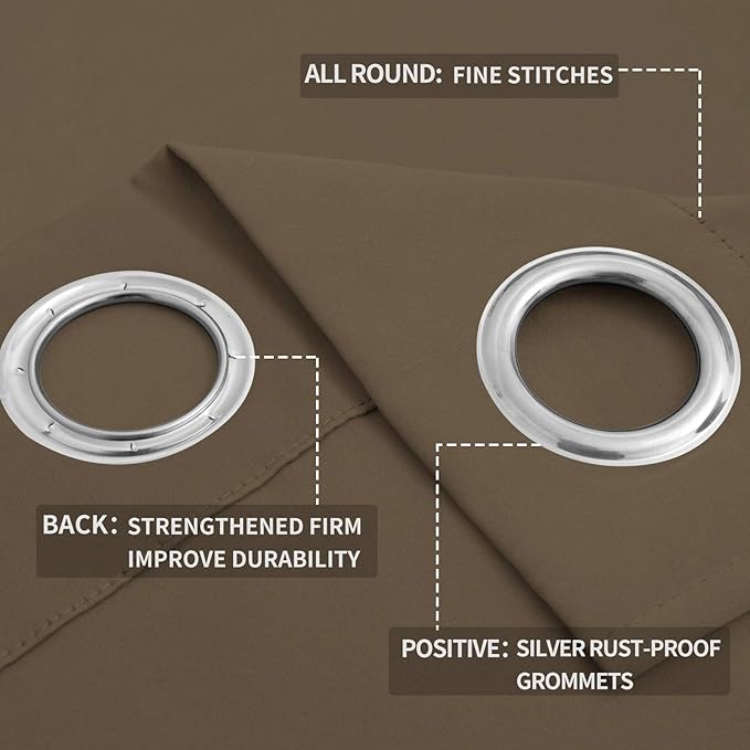 Easy-Going Blackout Curtains for Bedroom, Solid Thermal Insulated Grommet and Noise Reduction Window Drapes, Room Darkening Curtains for Living Room, 2 Panels (52x84 in,Natural)