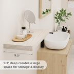 24 x 9 Floating Shelves, 9 Inch Deep Floating Shelf Wall Mounted, 24 Inch Bathroom Shelves Set of 2, Rustic Wood Wall Shelf for Bedroom, Living Room, Brich Color