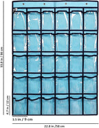 Classroom Pocket Chart for Phone Calculator Holder Over The Door Hanging Closet Jewelry Organizer with 30 Clear Pockets (Blue)