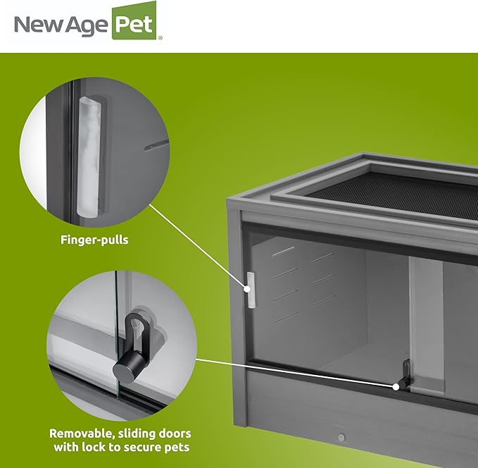 New Age Pet ECOFLEX 36" Mojave Reptile Lounge -Durable Wood Plastic Composite Habitat with Ventilation, Removable Glass Doors & Lock, Easy Assembly, for Tortoises, Snakes, Iguanas
