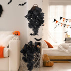 RECUTMS Black Maple Leaf Artificial Hanging Plants Fake Plants Faux Fall Leaves Halloween Faux Plants Autumn Leaves Artificial Wall Hanging Indoor Outdoor Halloween Decoration（Black）