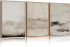 HPINUB Large Abstract Framed Canvas Wall Art Set,Minimalist Beige Gray Pastel Watercolor Wall Decor,Modern Illustration Neutral Art Painting for Living Room,Bedroom,Dining Room,Office -24"x36"x3