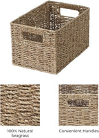 StorageWorks Wicker Storage Basket for Organizing, Medium Seagrass Storage Baskets with Built-in Handles for Pantry, Shelves,2-Pack