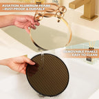 YUPER Bathroom Counter Organizer, Round Bathroom Organizers and Storage with Toothbrush Holder, Makeup Storage Vanity Tray Perfume Organizer, Bedroom Corner Counter Storage Sink Shelf Gold