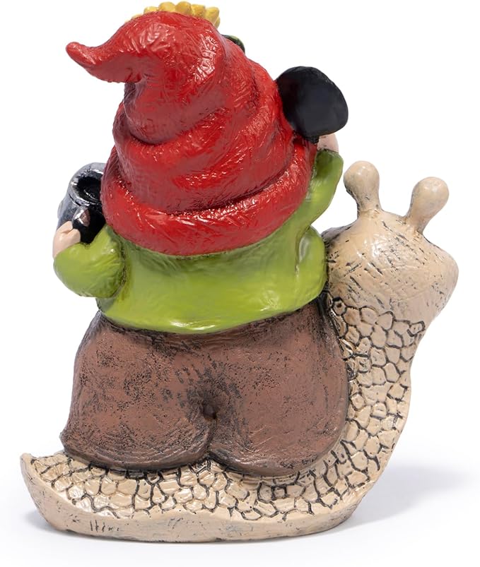 Hodao Spring Garden Gnome Decoration Flower Animal Ornaments Decor Gifts Spring Gnomes for Garden Decorations Summer Elf Figurine Gifts for Mom Outdoor Decor (Red)