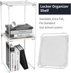 Neudeco Pack 2, Mesh Locker Shelf, Stackable Extra Tall Locker Organizer, Collapsible and Metal Mesh Build, Fits Standard Size, Suitable for School, Work, Kitchen, Bathroom (White)