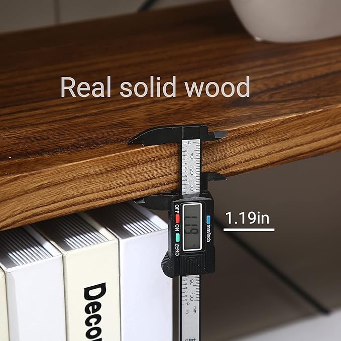 Natural Real Solid Wood Bookcase,3 Tier Metal and Wood Open Book Shelf Storage Farmhouse Wide Etagere Bookcase for Office Living Bedroom