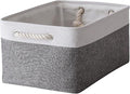 TheWarmHome Organization and Storage Basket for Organizing- 16x12x8 inch 1 Pack Fabric Storage Cubes, Collapsible Storage Bins for Shelves Organizer Gift Closet Cloth Toy (White & Grey)