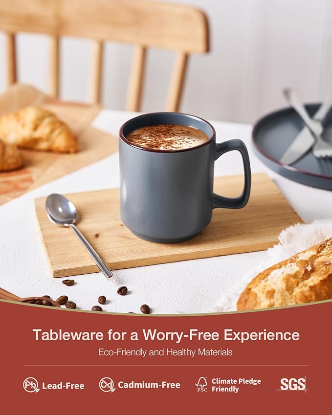 famiware Coffee Mugs Set of 4, Nebula 14oz Coffee Mugs, Ceramic Cup Set with Handle for Latte, Tea, Milk, Cappuccino, Cocoa, Charcoal