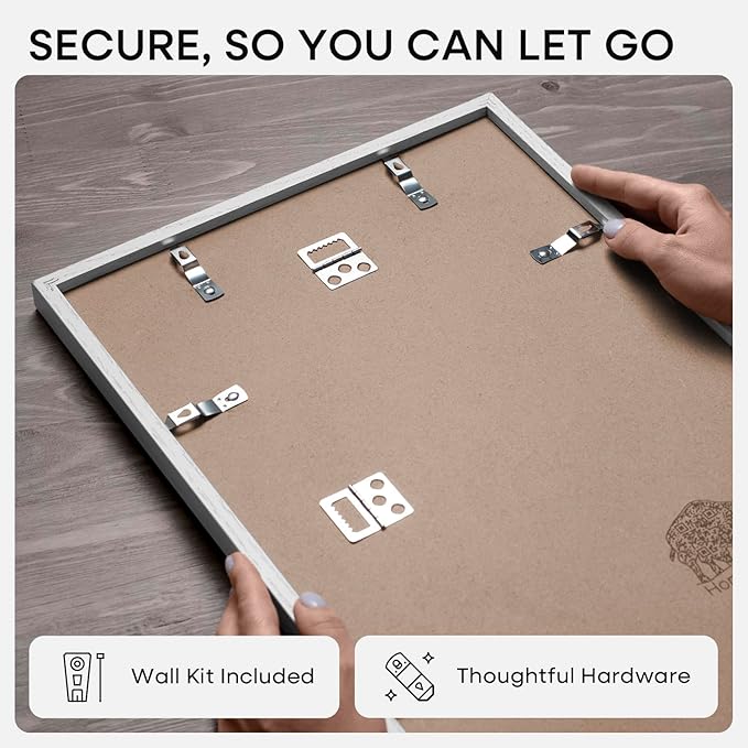 Homeforia 24x30 Poster Frame White, High End Oak 24 x 30 White Wood Picture Frames with Mat 18 x 24 for Photo, 24x30 Wooden Frame Matted to 18x24, 30x24 Large Frame, Tempered Glass, Wall Kit, Set of 1