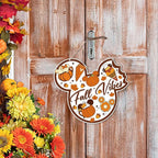 Fall Vibes Door Hanger, Fall Mouse Welcome Door Sign, Wooden Maple Leaves Mushroom Hanging Decor for Front Door, Fall Wood Wreath Wall Decors for Autumn Harvest Thanksgiving Home Decor