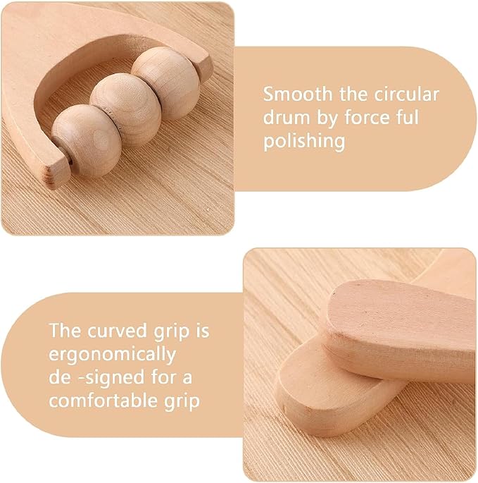 3Pcs Wooden Hand Massage Roller, Manual Wood Therapy Massage Tools Massager Roller for Relaxes Thigh, Leg, Hands Full Body Muscle Men Women Gift