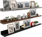 Giftgarden 47 Inch Multi Colors Floating Shelves for Wall Mount, Assorted Colors Wood Wall Shelf Ledge for Bathroom Bedroom Living Room Kitchen Storage, Set of 3 Different Sizes
