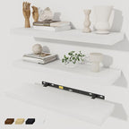 Fun Memories White Floating Shelves Wall Shelf 24 Inch Long, Rustic Bathroom Shelves, Wall Mounted Wood Floating Shelf for Kitchen, Living Room, Bedroom, 24 x 6.7 x 1.4 inch Set of 3