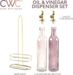 COOK WITH COLOR Glass Olive Oil Bottle Dispenser - 2 Pack- 17oz Oil and Vinegar Cruet - Olive Oil Carafe Decanter for Kitchen