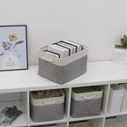 Bidtakay Baskets Set of 3 Storage Baskets for Organizing Large Fabric Storage Bins for Shelves Decorative Canvas Bins Collapsible Empty Baskets for Closet,Nursery,Clothes,Toys,Shoes(White&Grey)