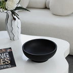 Large Black Decorative Bowl for Home Decor - Modern Concrete Fruit Bowl for Kitchen Counter or Coffee Table