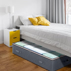90L Under Bed Storage Containers, Large Capacity Underbed Storage Bags Organizer, Thick Fabric Storage Bins with Clear Window and Reinforced Handles for Blanket Comforter Bedding Clothes, 8 Pack
