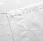 MIUCO Floral Embroidered Semi Sheer Curtains Faux Linen Grommet Window Curtains for Bedroom Living Room 84 Inches Long 2 Panels, Pure White