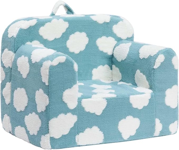 ALIMORDEN Kids Ultra-Soft Snuggle Foam Filled Chair, Toddler Cuddly Reading Couch, Blue