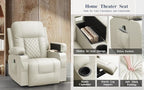 Recliner Chairs for Adults, Massage Rocker with Heated Modern Ergonomic Lounge 360 Degree Swivel Single Sofa Seat Living Room Lounge Recliners Ivory White