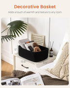 KALLAX Small Woven Basket, 13.5 x 9.5 x 5 Inches, Storage Basket for Organizing, Cute Small Rope Shelf Closet Cube Storage Bins Baskets for Shelves, Dog Toy Gift Baskets Empty, 3 Packs, Black