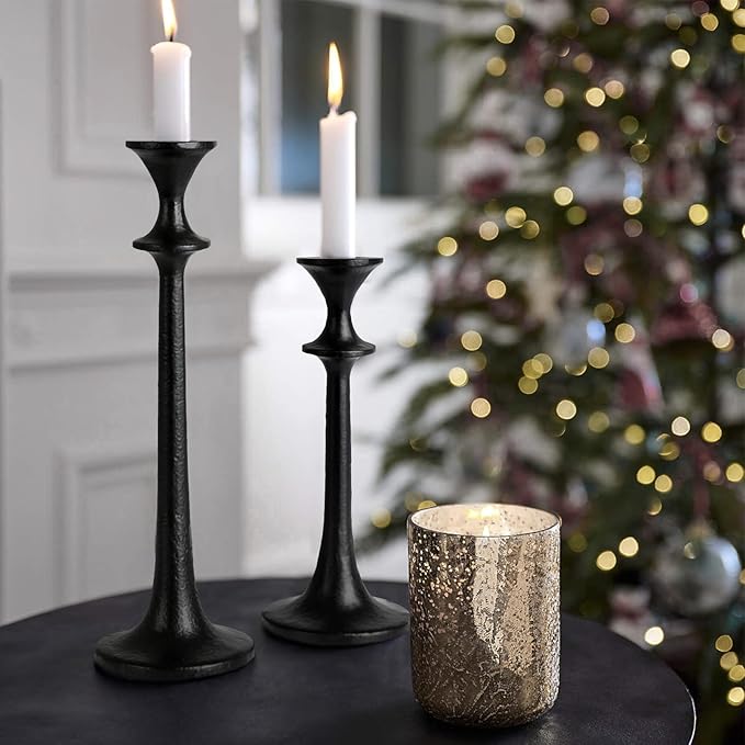Black Iron Taper Candle Holder - Set of 3 Decorative Candle Stand - Candlestick Holder for Wedding, Dinning, Party