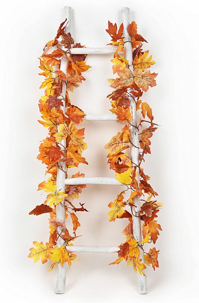 Lvydec 2 Pack Maple Leaves Fall Garland Clearance - 5.9ft/Strand Artificial Fall Foliage Garland Colorful Autumn Leaves Decoration for Home Wedding Party Halloween Thanksgiving