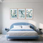 Aurlan Vintage Blue Birds and Botanical Framed Wall Art(24"x36"), 3PCS Classic Chinoiserie Audubon Bird Canvas Artwork, Large Abstract Watercolor Flowers Floral Home Decor for Bedroom Living Room