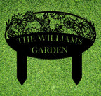 Custom Metal Garden Sign, Flower Sign with Stakes, Personalized Garden Decor for Outside, Garden Family Name Sign, Outdoor Steel Yard Sign, Large Patio Garden Sign Art, Housewarming Gift