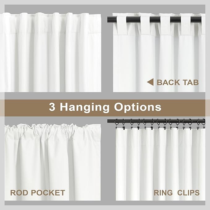 Floor to Ceiling Curtains 108 Inch Length 2 Panel for Living Room Divider Blackout Linen Elegant Opaque Privacy Insulating Thermal Tall Drape for Picture Window 52 Wide Extra Long 9FT Ivory Off White
