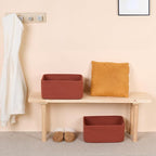 Large Storage Baskets for Shelves, Closet Organizers Bins for Clothes Blanket Towels, Baby Nursery, Toy Baskets Box, Woven Rope Baskets, 17 x 13 x 7.5”, 3 Packs Oxide Red