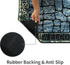 Door Mat Welcome Mat, Heavy Duty Door Mat 23.6 x 35.4 Inch Front Door Mat Rug Doormat for Outdoor Entrance Home Non-Slip Rubber Rug for Front Door, Outside, Entryway, Patio (Blue Welcome)