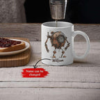 Steampunk Robot Coffee Mug With Custom Name, Customized Mechanical Themed Design Ceramic Cup, Steampunk Enthusiasts White Cup 11oz Or 15oz, Personalized Mug Gift For Daughter Son