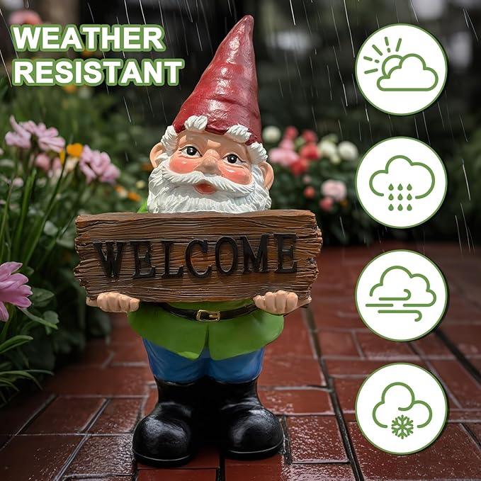 Gnome Garden Decor Statue Gnomes Decorations for Yard with Welcome Sign Outdoor Decorations for Patio Unique Garden Gifts for Women Mom Grandma