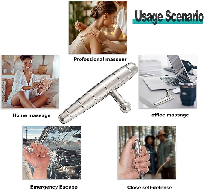 2 in 1 Trigger Points Massage Tool Stainless Steel T-Bar Deep Tissue Massage Tool for Pain Relief Full-Body Fascial Relaxation – Ideal for Shoulders, Neck, Legs, and Arms – Perfect for Sports Therapy