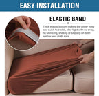 H.VERSAILTEX Velvet Stretch Couch Cushion Cover Plush Cushion Slipcover for Chair Loveseat Sofa Cushion Furniture Protector Seat Cushion Sofa Cover (2 Piece Medium Sofa Cushion Covers, Rust)