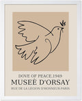 Poster Master Vintage Poster - Retro Minimalist Print - Gift for Artist, Friend - Dove Of Peace, Line Drawing, Sketch, Abstract - Wall Decor for Living Room, Bedroom, 16x20 White Framed