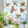 12pcs Window Decals for Bird Strikes, Anti Collision Window Clings, Rainbow Reflection Window Sticker, Hummingbird Style Sun Catcher Stickers for Glass Windows