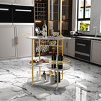 Gold Bar Carts with 4-Tier Storage Shelves, Mobile Bar Serving Cart with Wine Rack and Glass Holder, for The Home, Kitchen, Living Room, Dining Room