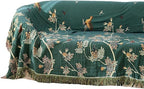 Boho Muslin Blanket for Adults 4-Layer Gauze Twin Size Soft Cozy 100% Cotton Summer Cooling Blanket Floral Decor for Sofa Bed Coverlet Both Sides (Tassels Birds and Floral, 80 x 90 in)