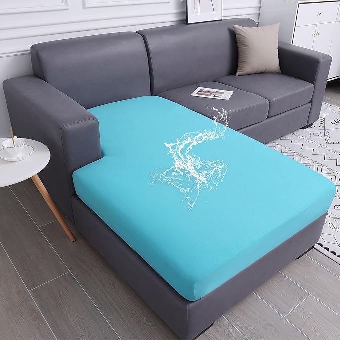 hyha Waterproof Couch Cushion Covers, Sectional Sofa Slipcovers Washable, L Shape Chaise Dog Couch Covers for Sectional Sofa, Universal Furniture Protector (1 Piece for Chaise, Peacock Blue)
